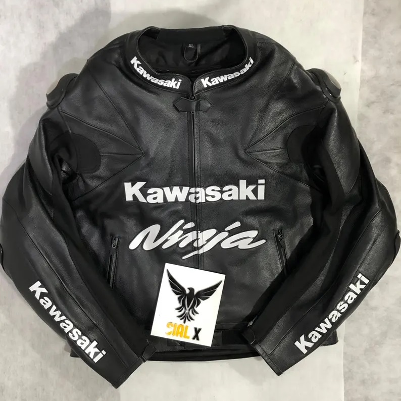 Kawasaki Ninja Black Racing Leather Jacket - Image 4